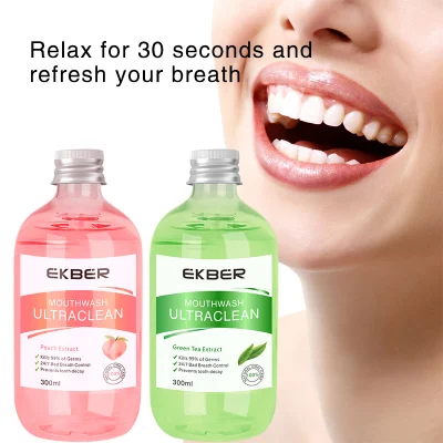 Wholesale Ekber Peach Green Tea Flavor Powerful Cleaning Effective Oral Treatment Bad Breath Control Mouthwash